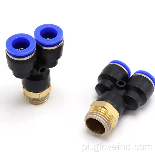 Conector pneumático PX tipo Y de conexão de tubo de três vias